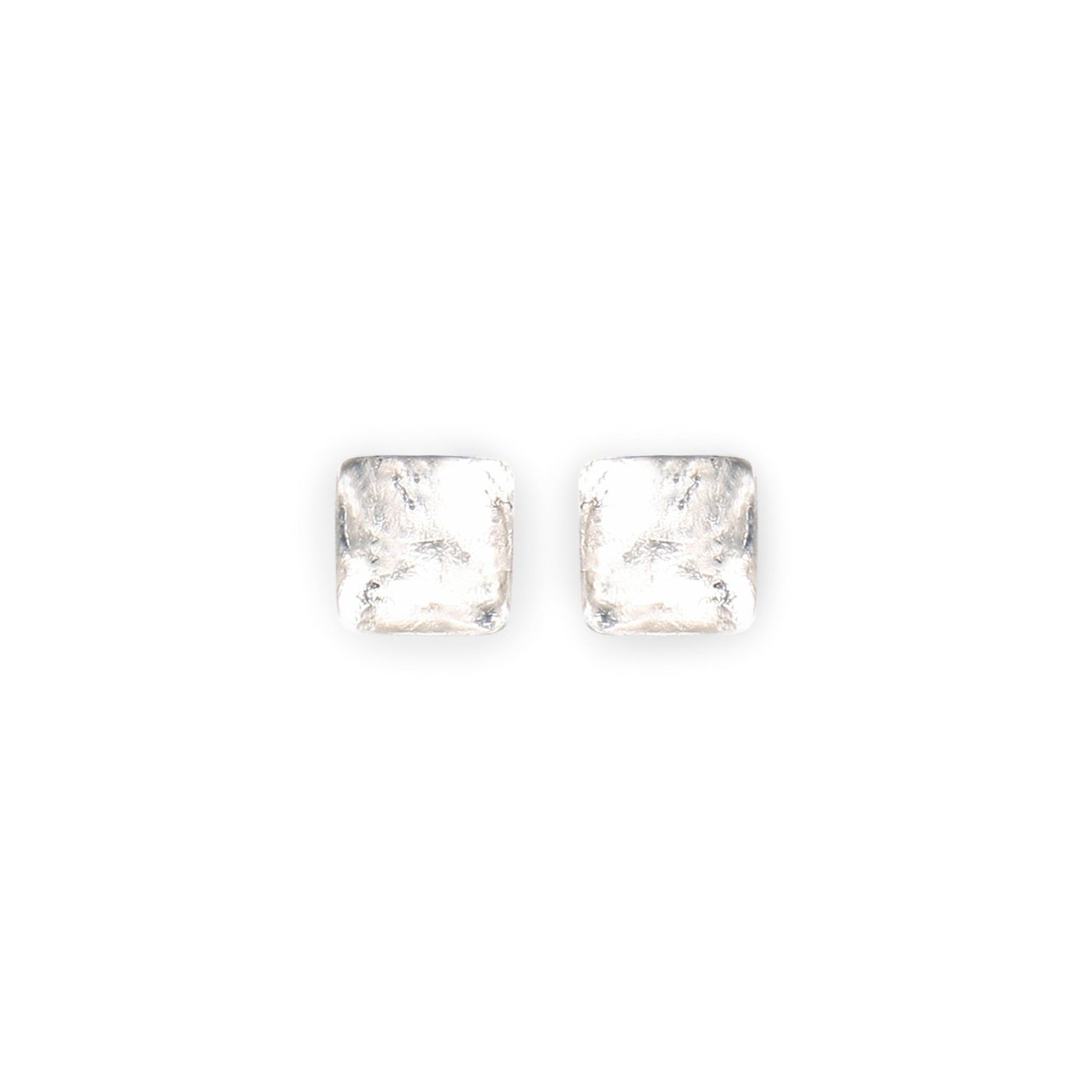Silver Antique Square Shiny Small Stud Earrings | The Jewellery Stop