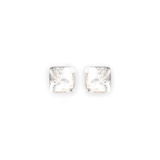 Silver Antique Square Shiny Small Stud Earrings | The Jewellery Stop