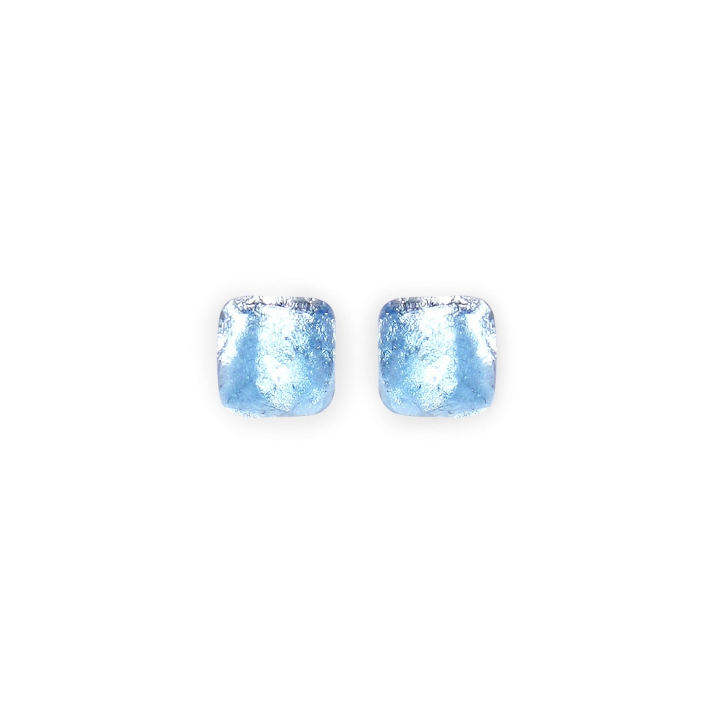 Sky Antique Square Shiny Small Stud Earrings | The Jewellery Stop