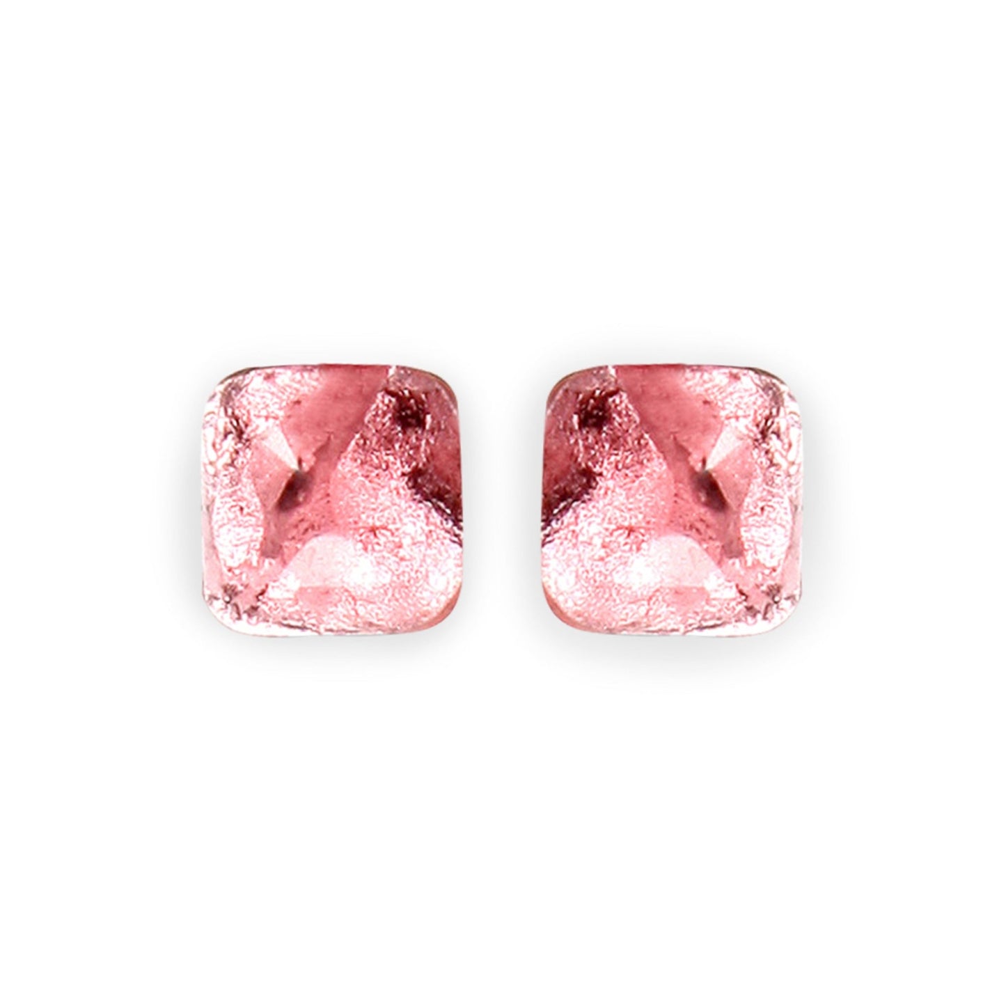 Rose Antique Square Shiny Large Stud Earrings | The Jewellery Stop