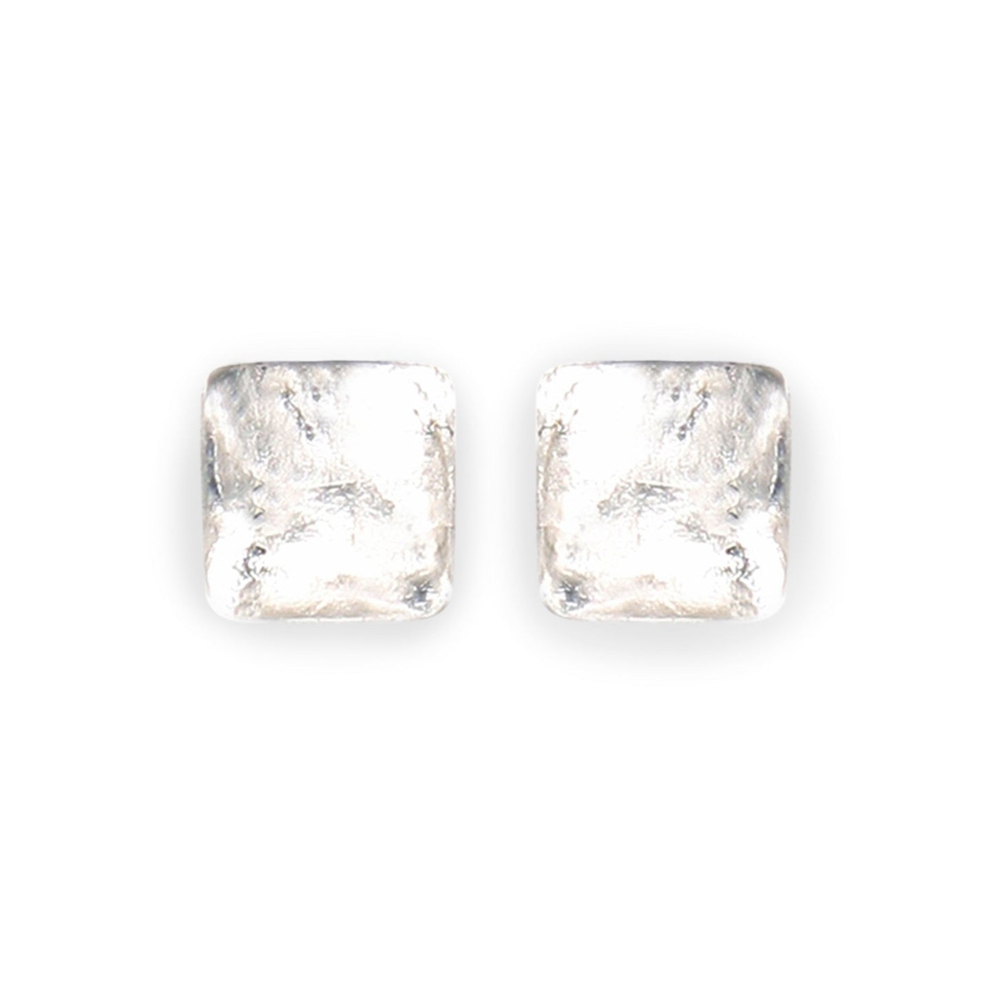Silver Antique Square Shiny Large Stud Earrings | The Jewellery Stop