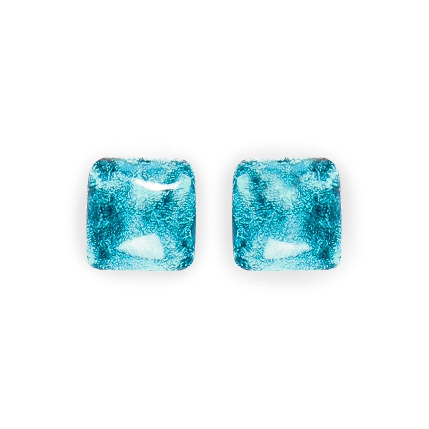 Teal Antique Square Shiny Large Stud Earrings | The Jewellery Stop