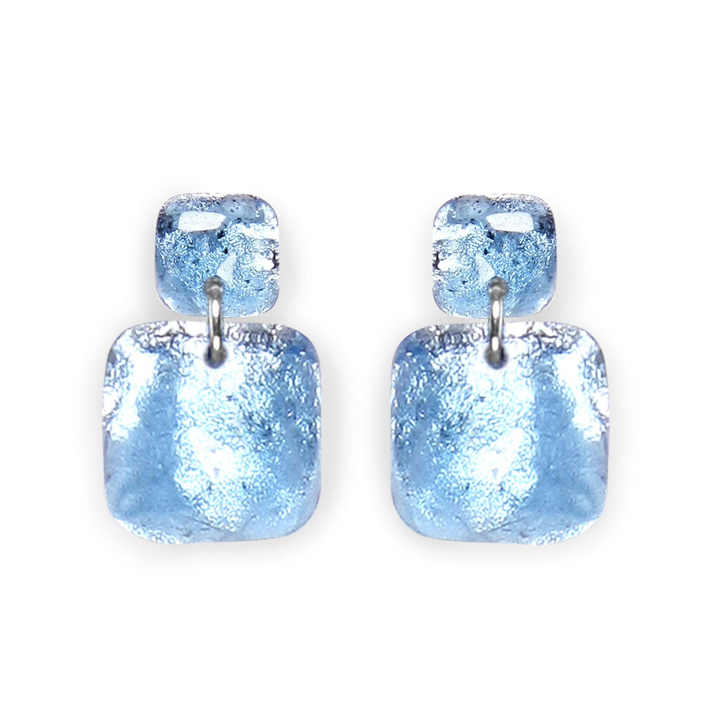Sky Antique Square Shiny Dangle Stud Earrings | The Jewellery Stop