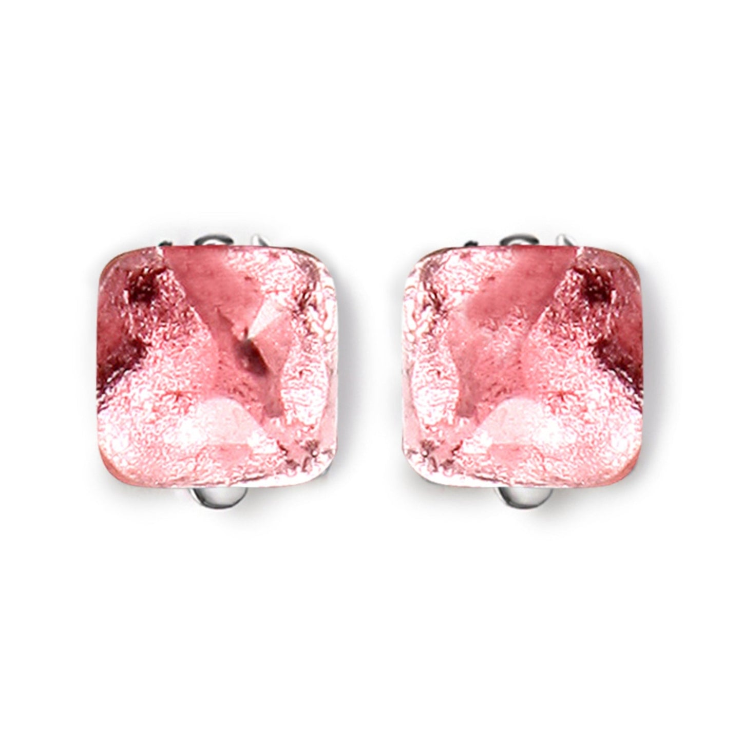 Rose Antique Square Shiny Clip Earrings | The Jewellery Stop