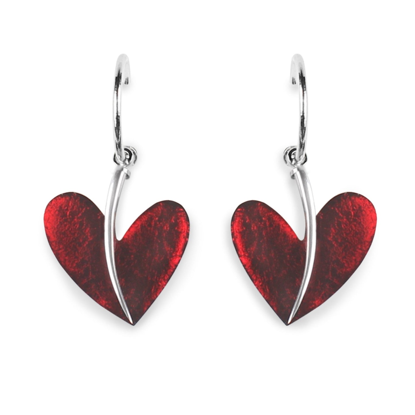 Scarlet Lollipop Heart Shiny Double Sided Creole Earrings | The Jewellery Stop