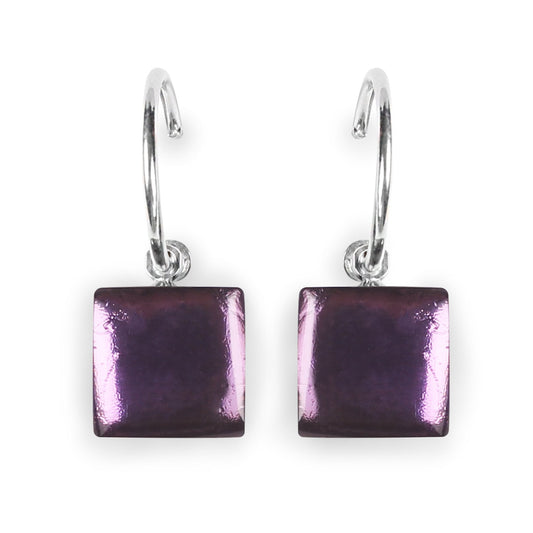 Rainbow Square Buttons Shiny Creole Earrings | The Jewellery Stop