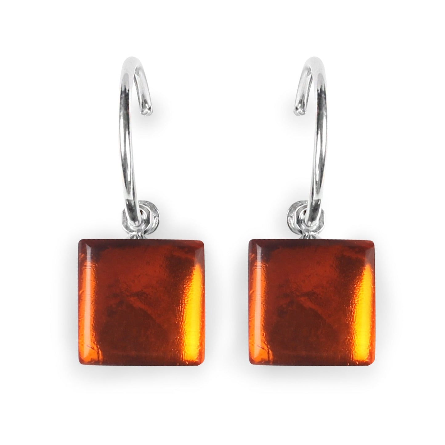 Toffee Square Buttons Shiny Creole Earrings | The Jewellery Stop