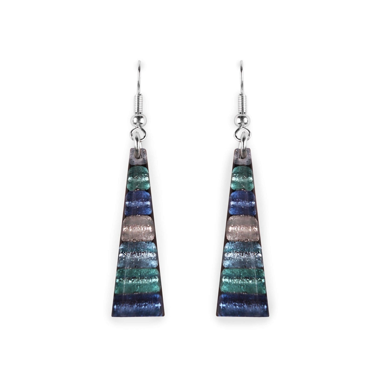 Arctic Triangle Stripes Shiny Fish Hook Earrings | The Jewellery Stop
