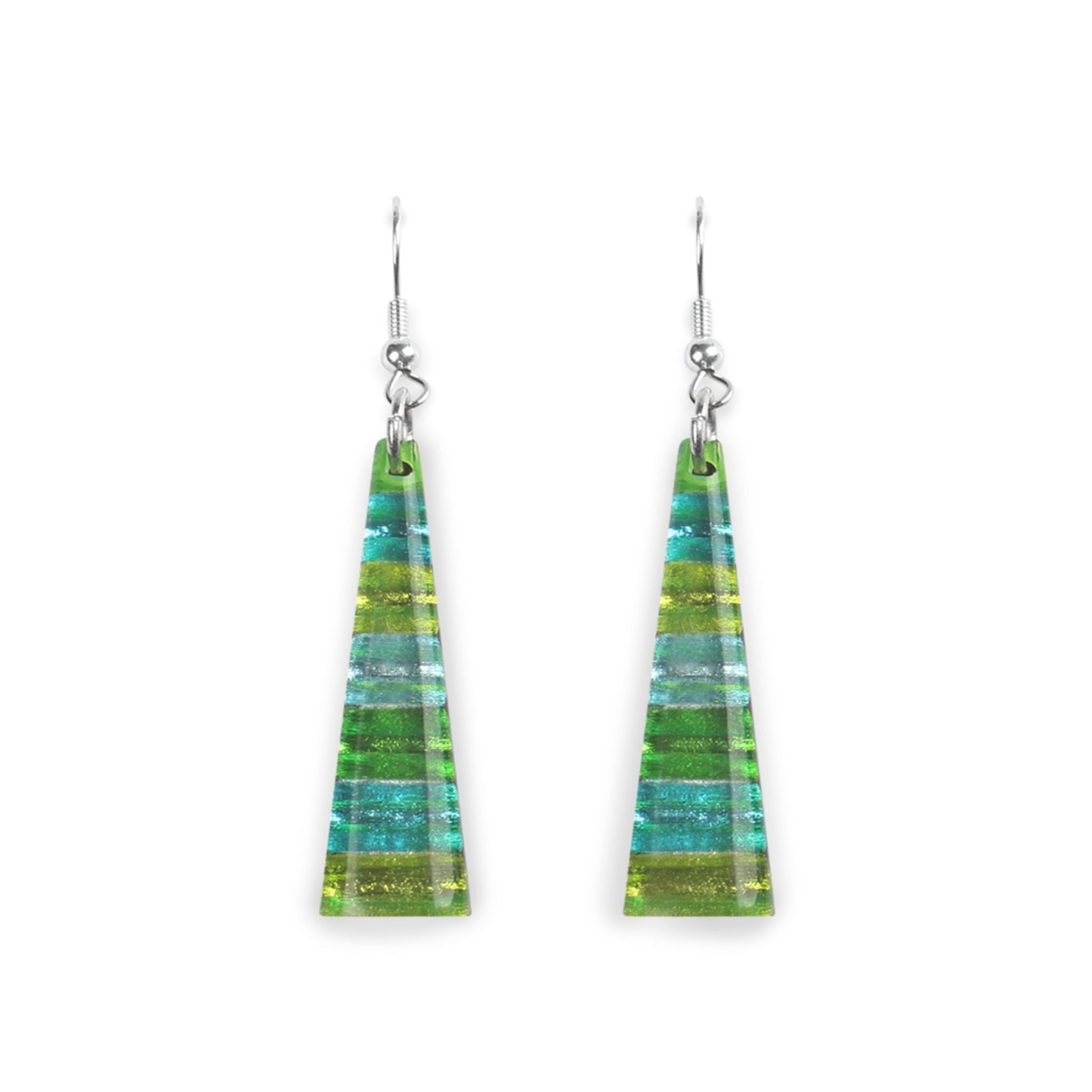 Caribbean Triangle Stripes Shiny Fish Hook Earrings | The Jewellery Stop