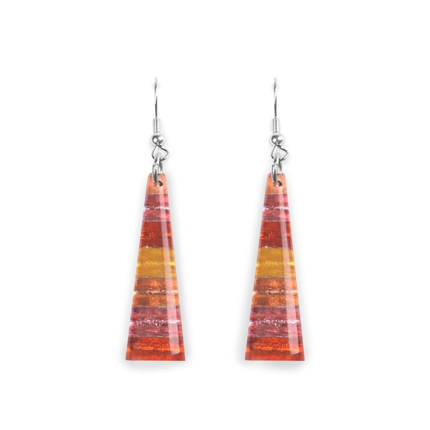 Carnival Triangle Stripes Shiny Fish Hook Earrings | The Jewellery Stop