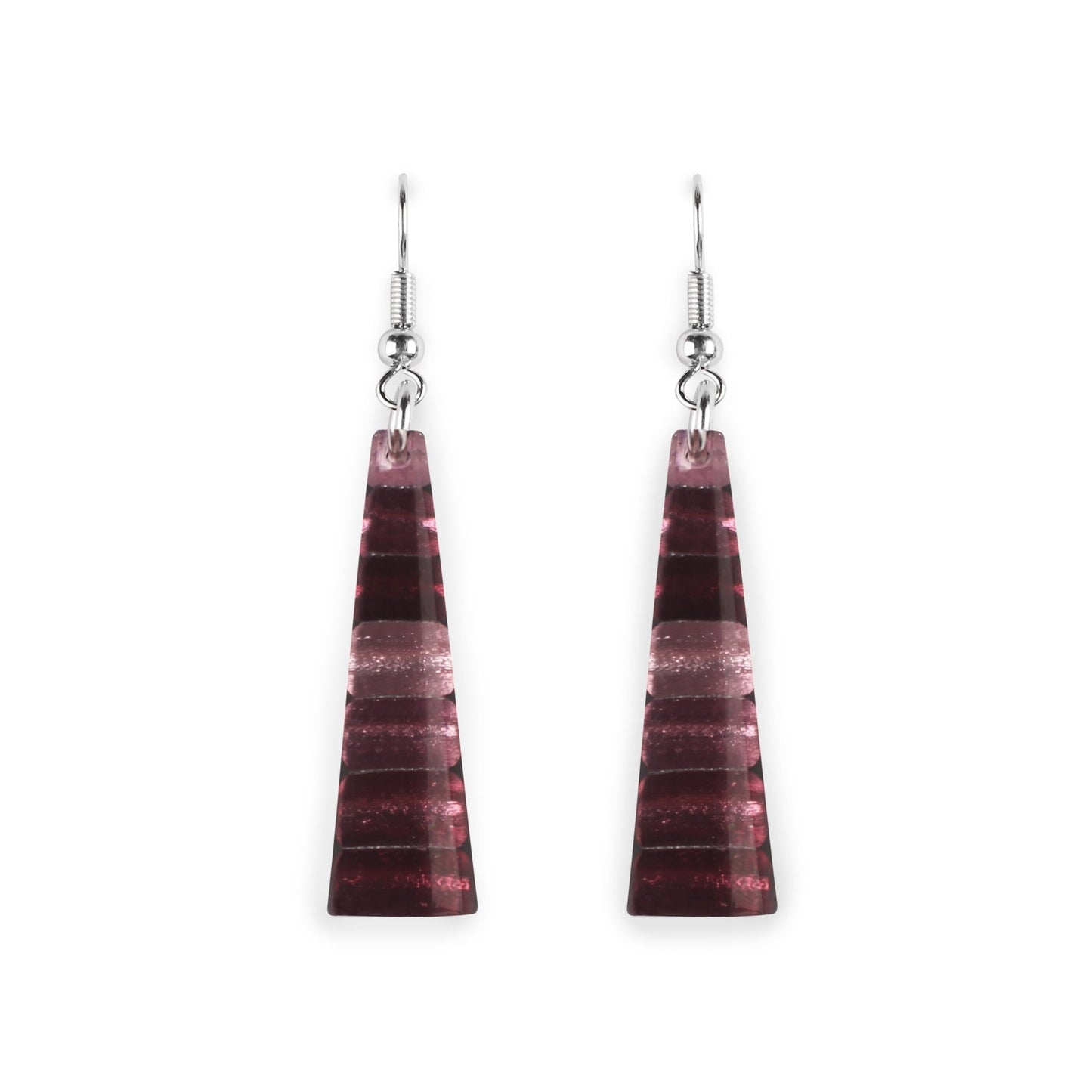 Cassis Triangle Stripes Shiny Fish Hook Earrings | The Jewellery Stop