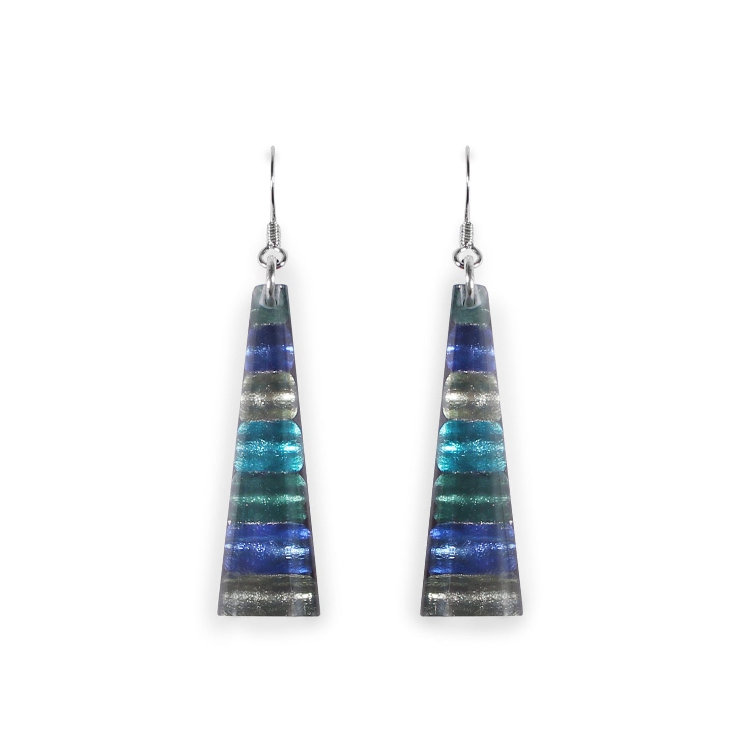 Everglade Triangle Stripes Shiny Fish Hook Earrings | The Jewellery Stop