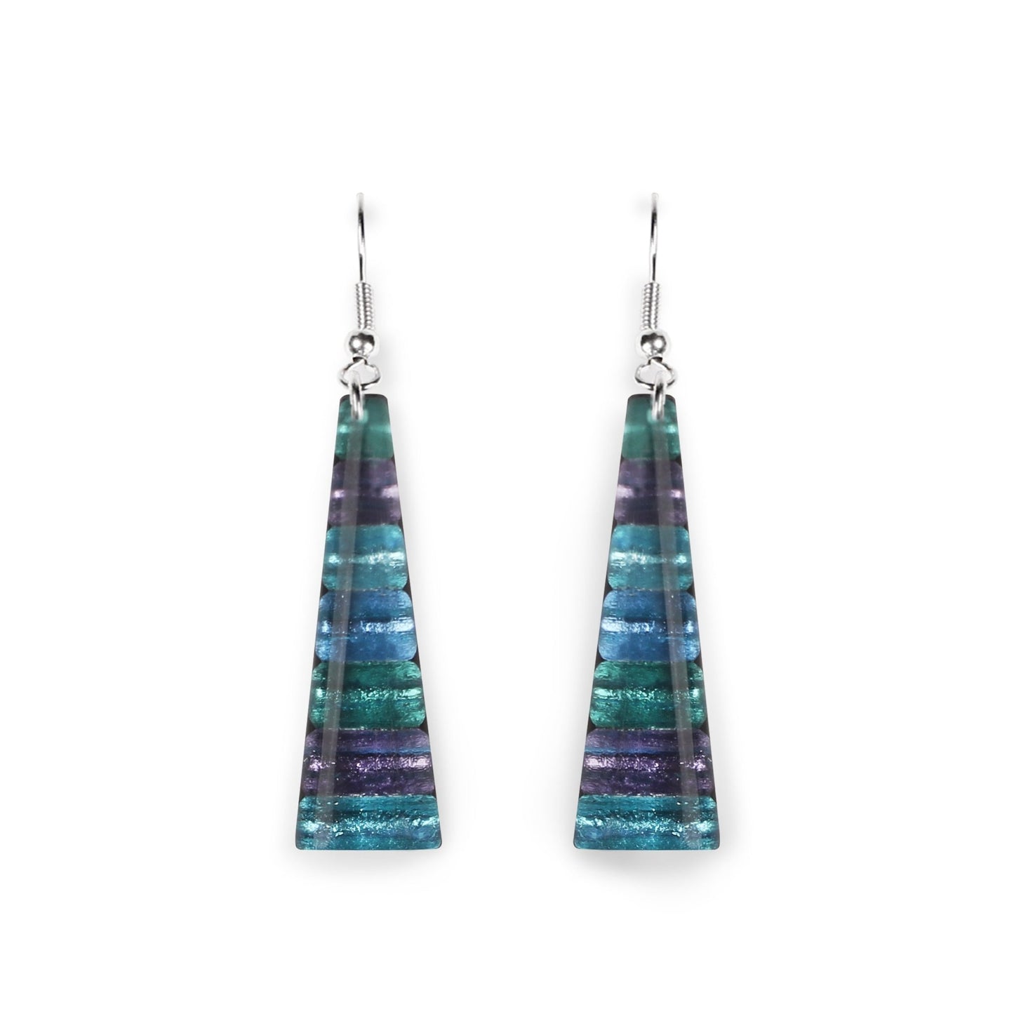 Fjord Triangle Stripes Shiny Fish Hook Earrings | The Jewellery Stop