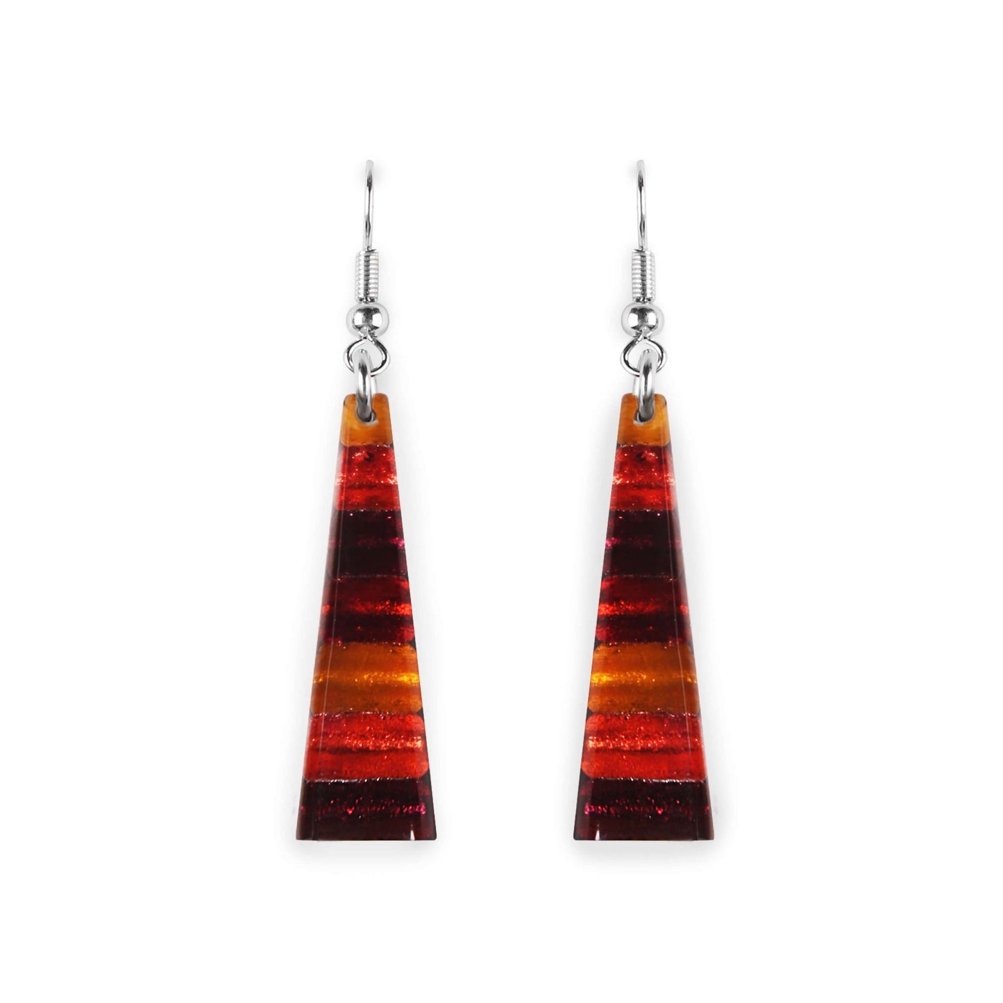 Latino Triangle Stripes Shiny Fish Hook Earrings | The Jewellery Stop