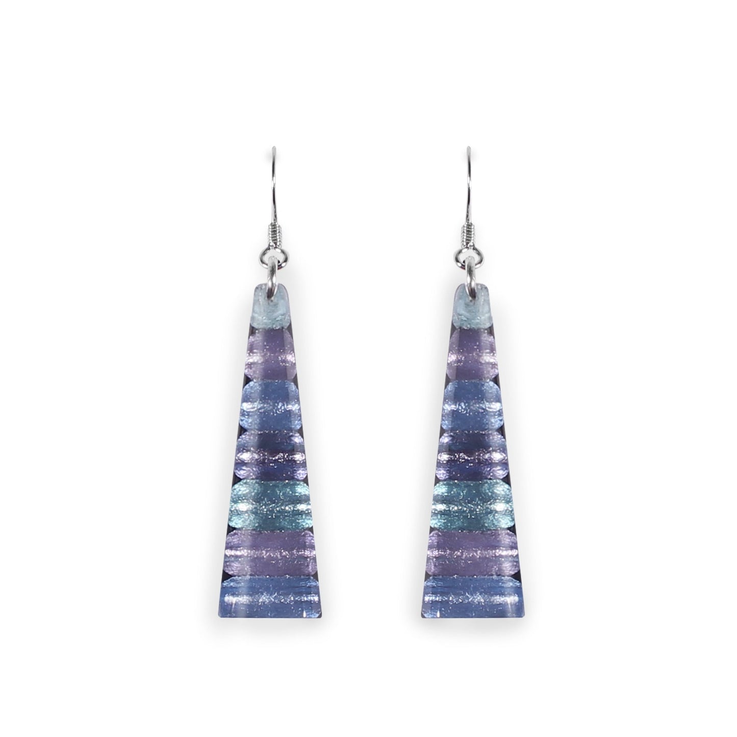 Lupin Triangle Stripes Shiny Fish Hook Earrings | The Jewellery Stop