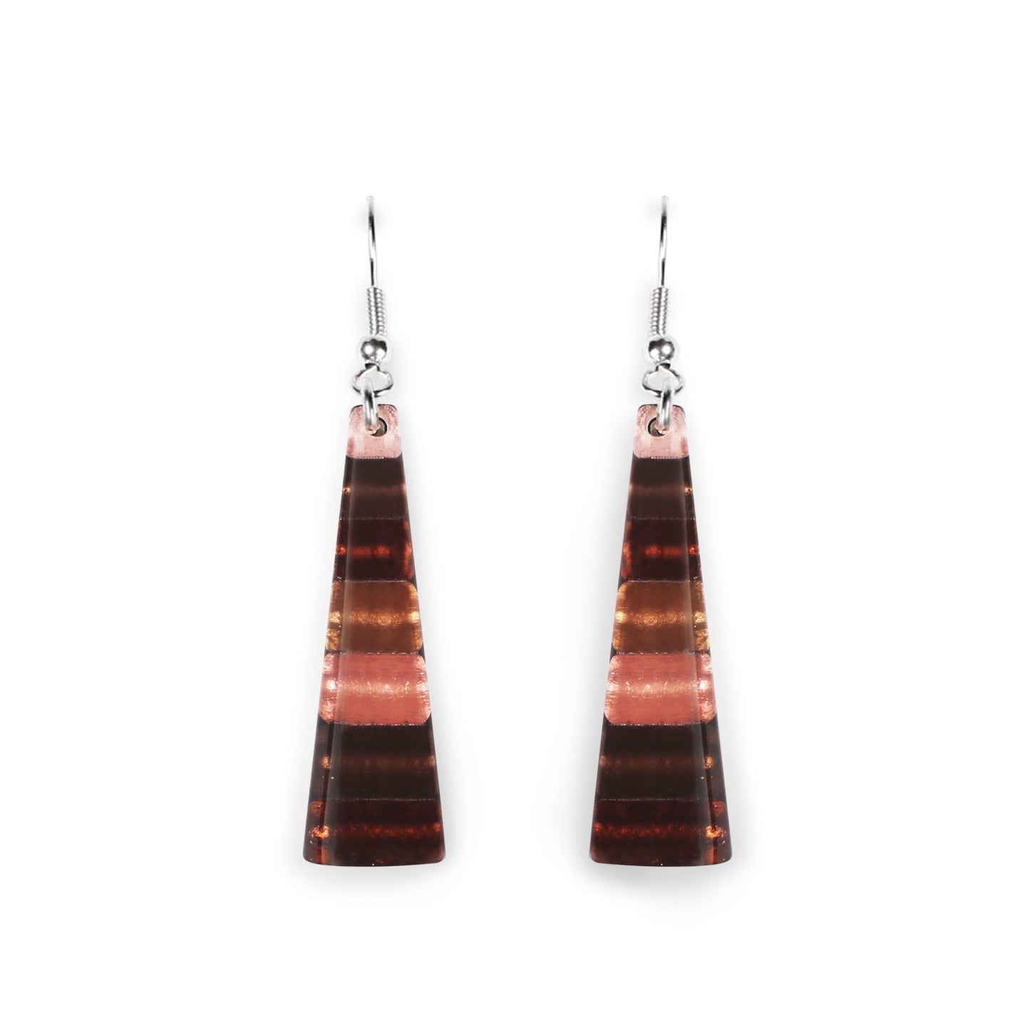 Nougat Triangle Stripes Shiny Fish Hook Earrings | The Jewellery Stop