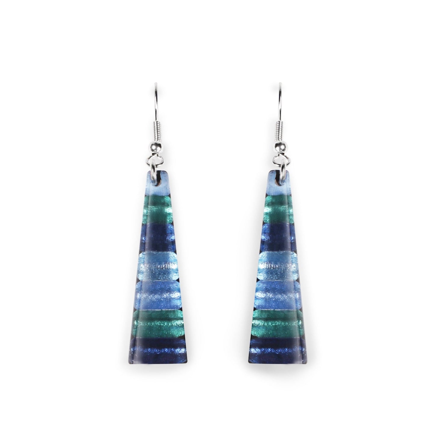Pacific Triangle Stripes Shiny Fish Hook Earrings | The Jewellery Stop