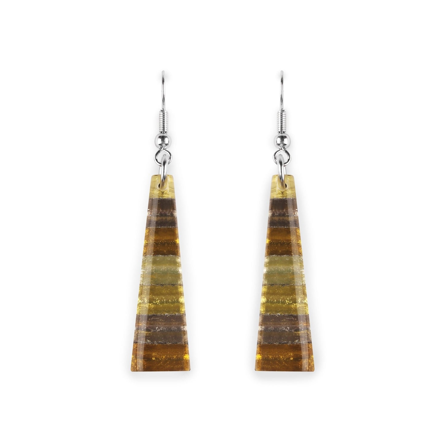 Palomino Triangle Stripes Shiny Fish Hook Earrings | The Jewellery Stop