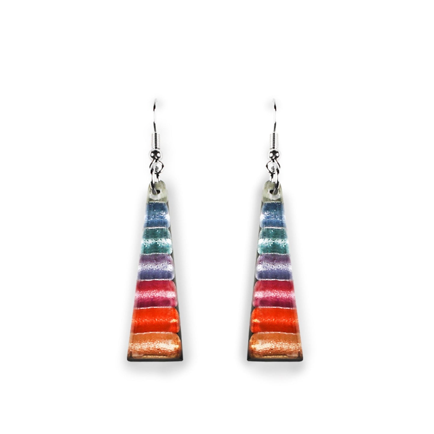 Pastels Triangle Stripes Shiny Fish Hook Earrings | The Jewellery Stop
