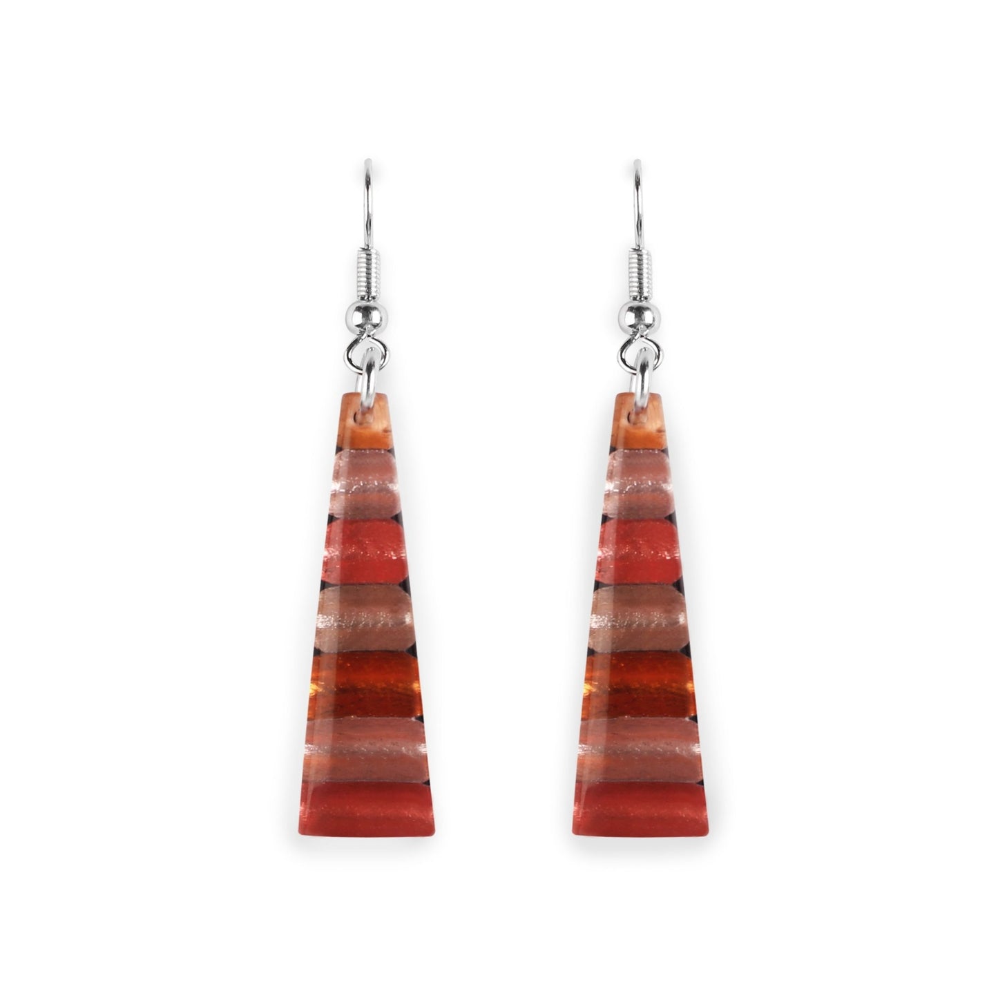 Peach Triangle Stripes Shiny Fish Hook Earrings | The Jewellery Stop
