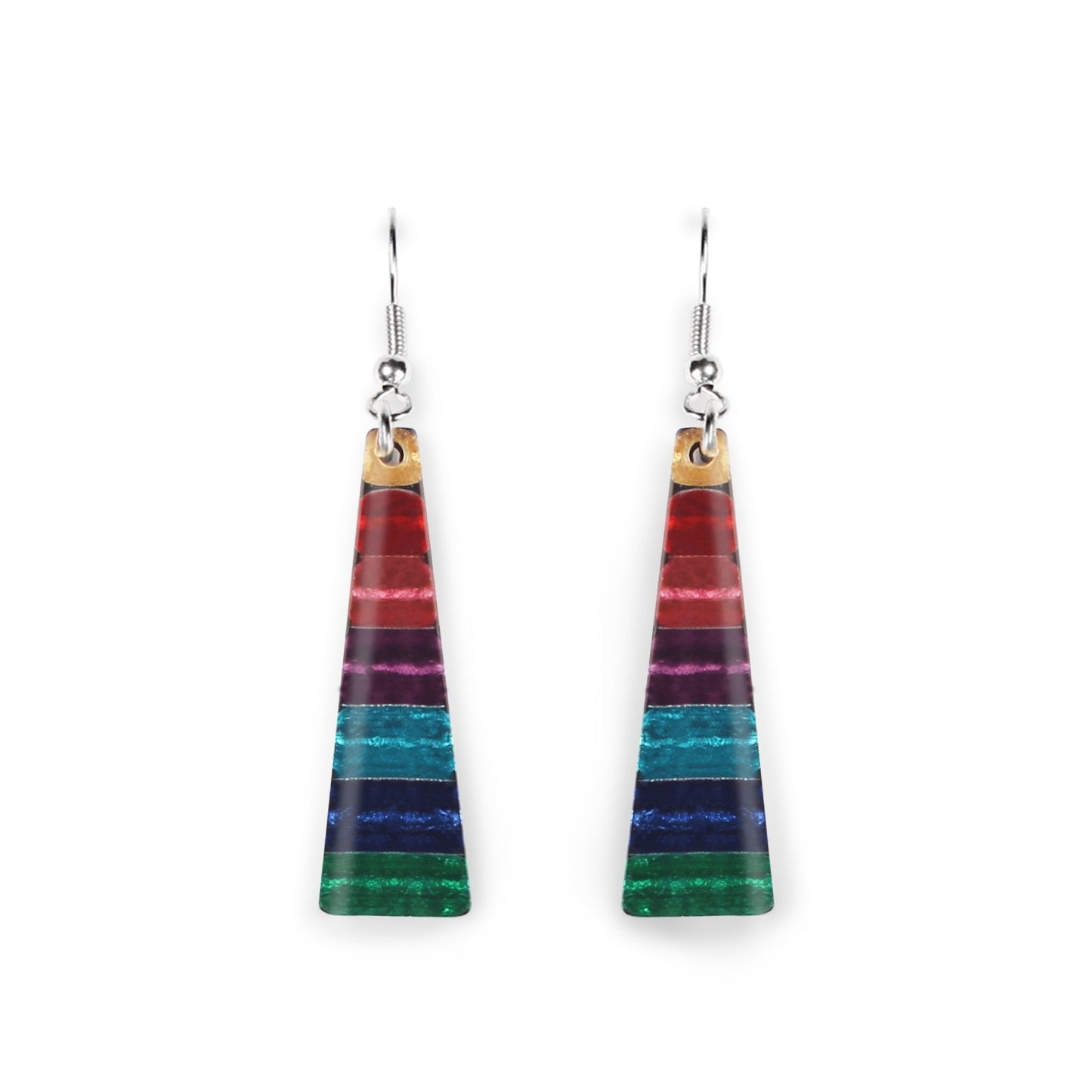 Prism Triangle Stripes Shiny Fish Hook Earrings | The Jewellery Stop