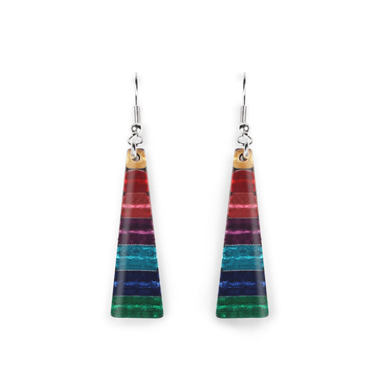 Prism Triangle Stripes Shiny Fish Hook Earrings