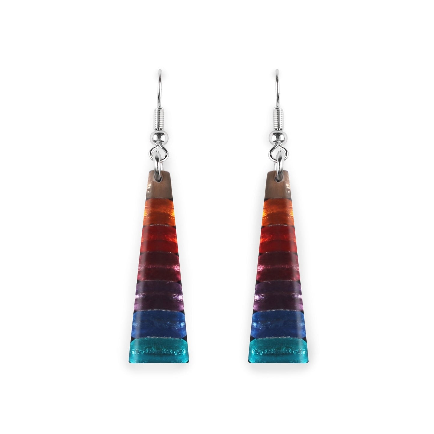 Rainbow Triangle Stripes Shiny Fish Hook Earrings | The Jewellery Stop