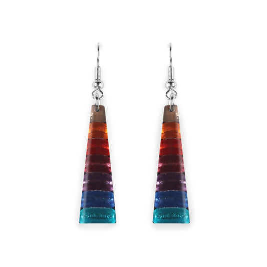 Rainbow Triangle Stripes Shiny Fish Hook Earrings | The Jewellery Stop