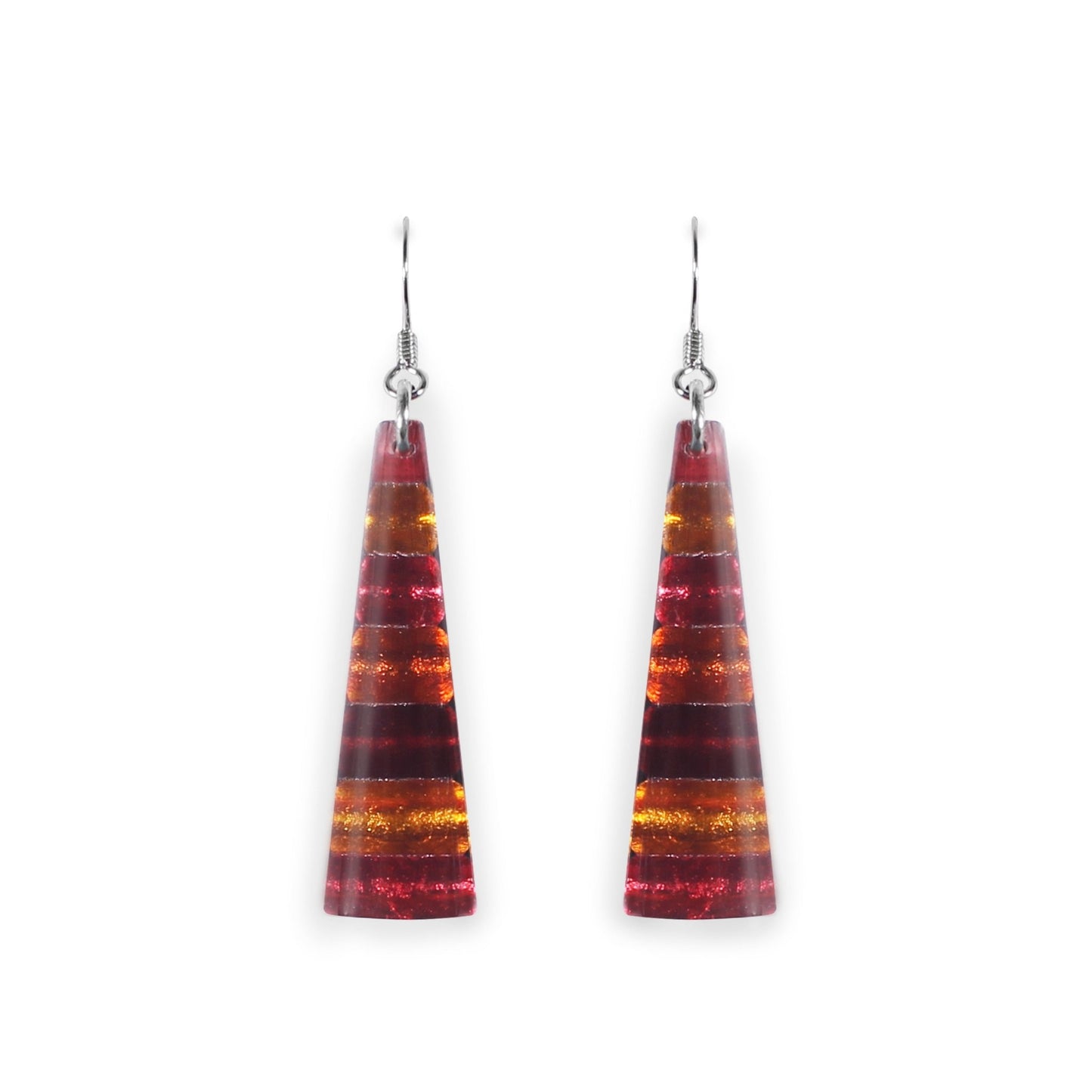 Sangria Triangle Stripes Shiny Fish Hook Earrings | The Jewellery Stop