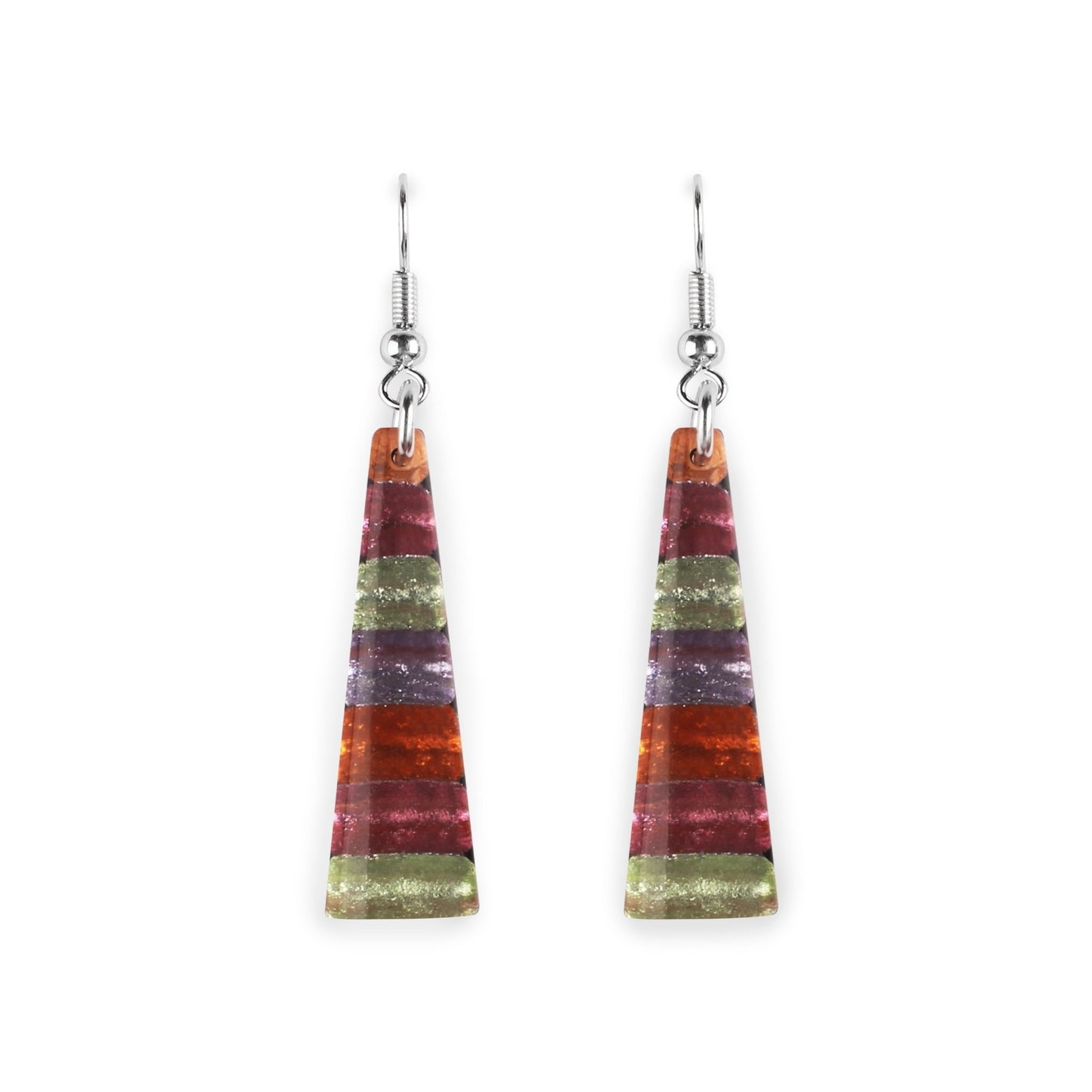 Sherbet Triangle Stripes Shiny Fish Hook Earrings | The Jewellery Stop