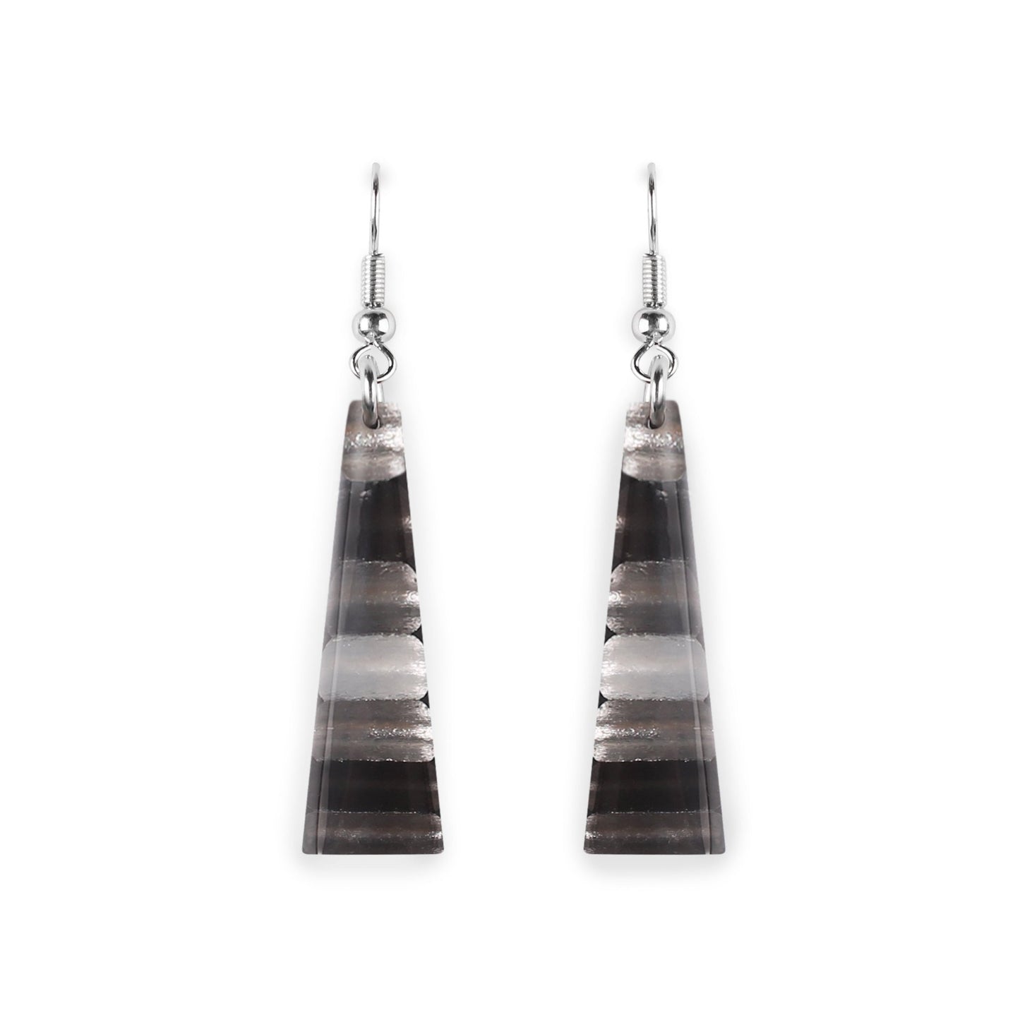 Steel Triangle Stripes Shiny Fish Hook Earrings | The Jewellery Stop