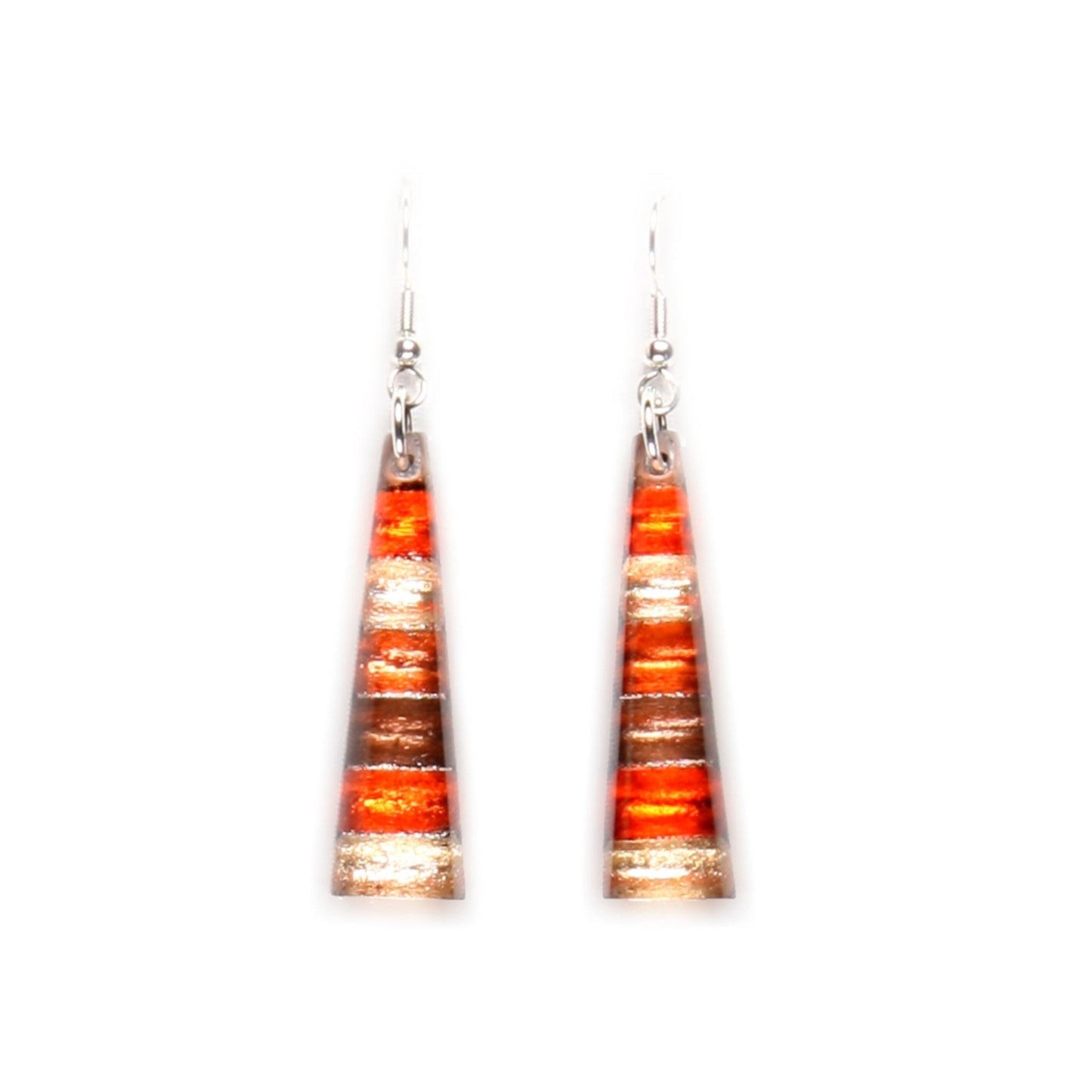 Toffee Triangle Stripes Shiny Fish Hook Earrings | The Jewellery Stop