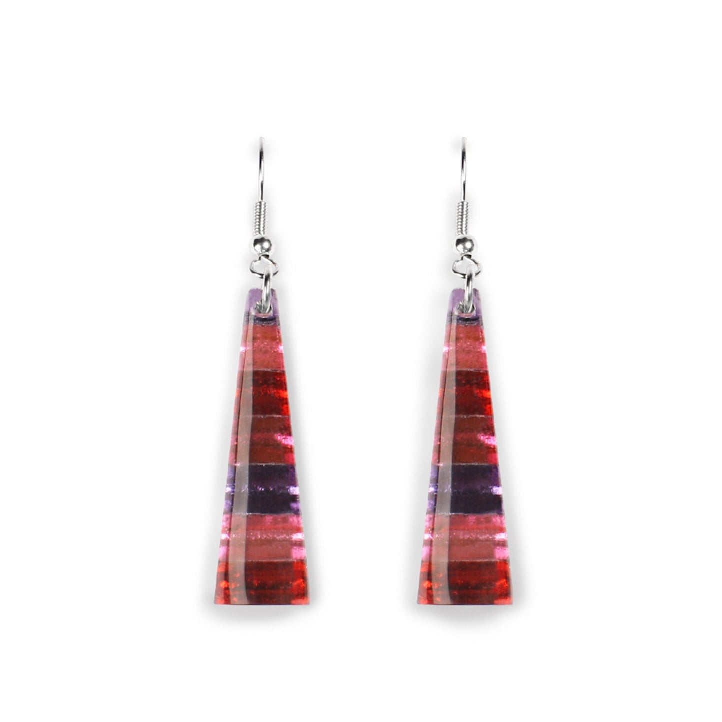 Trifle Triangle Stripes Shiny Fish Hook Earrings | The Jewellery Stop
