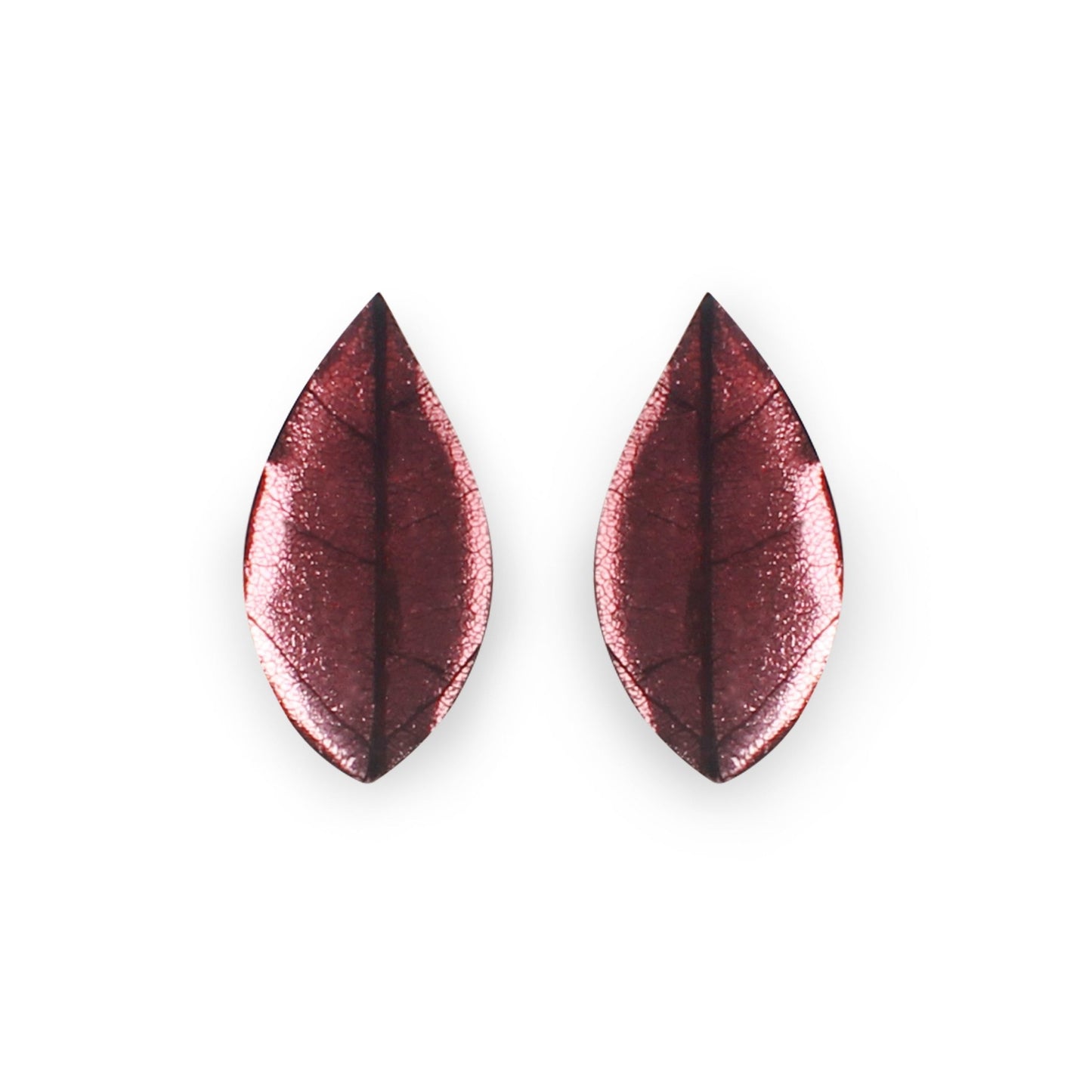 Coral Skeletal Leaf Shiny Clip Earrings | The Jewellery Stop