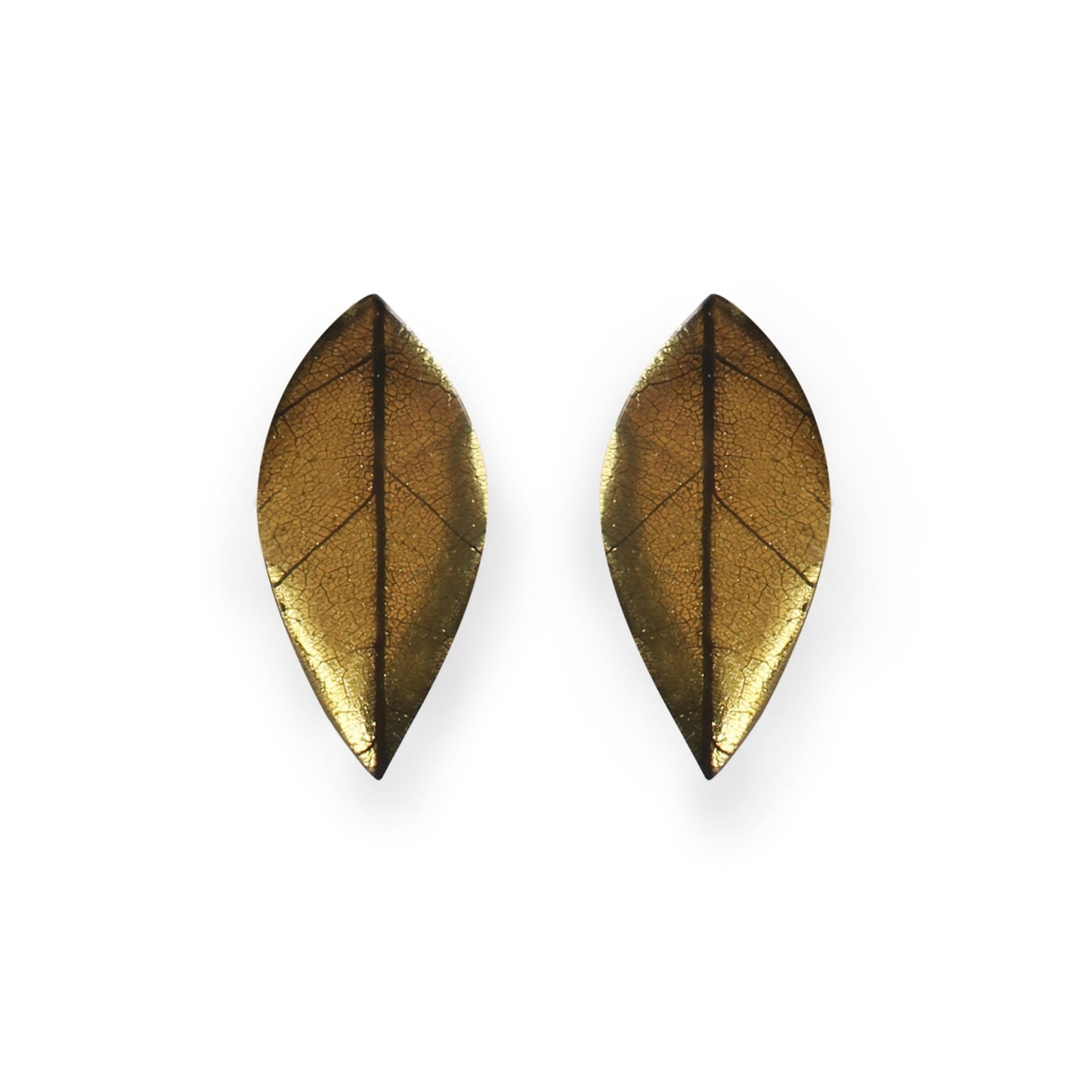 Palomino Skeletal Leaf Shiny Clip Earrings | The Jewellery Stop