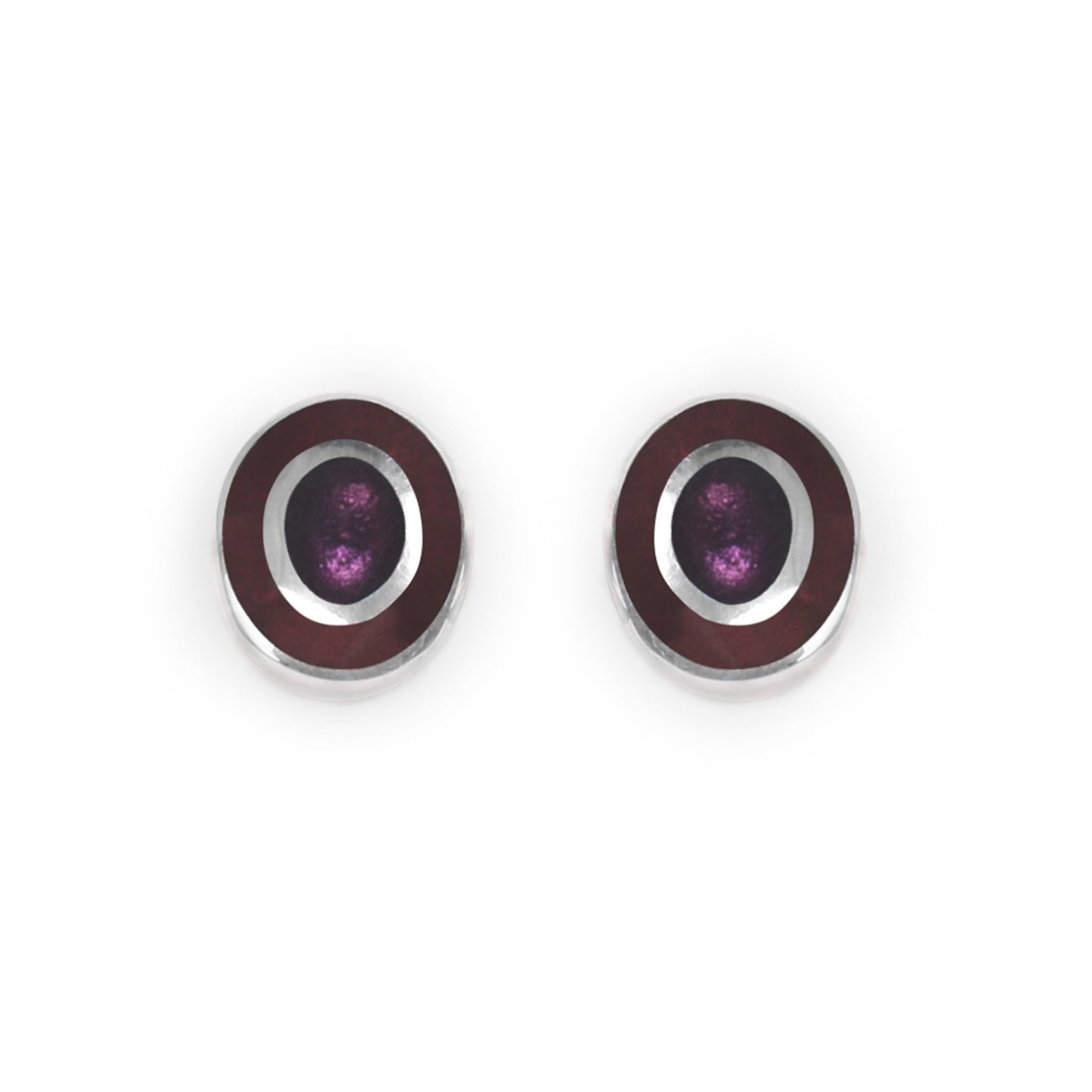 Blackberry Organic Circles Shiny Medium Stud Earrings | The Jewellery Stop