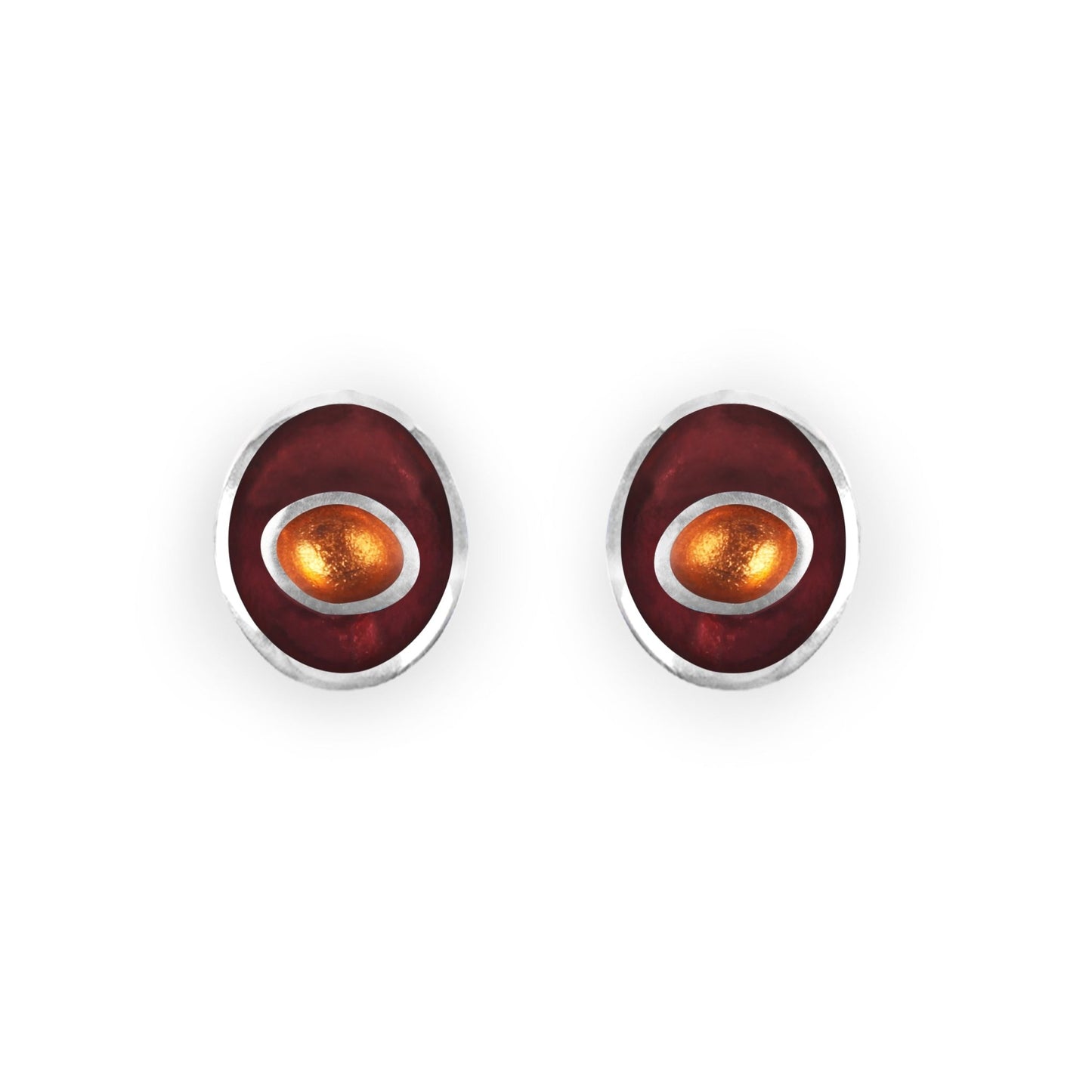 Coral Organic Circles Shiny Medium Stud Earrings | The Jewellery Stop