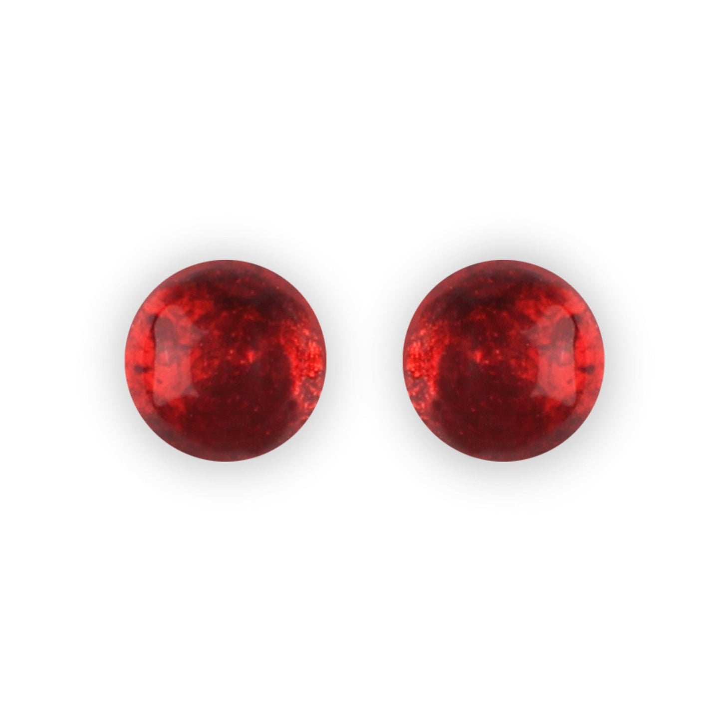 Red Cabouchon Shiny Large Stud Earrings | The Jewellery Stop