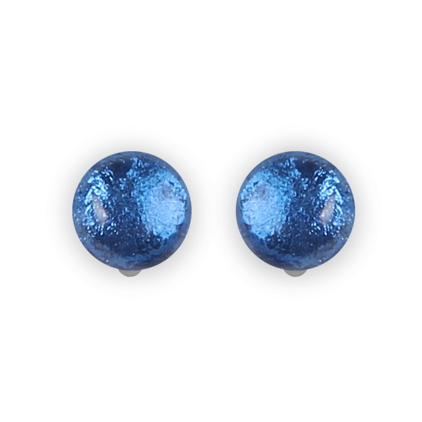 Navy Cabouchon Shiny Clip Earrings | The Jewellery Stop