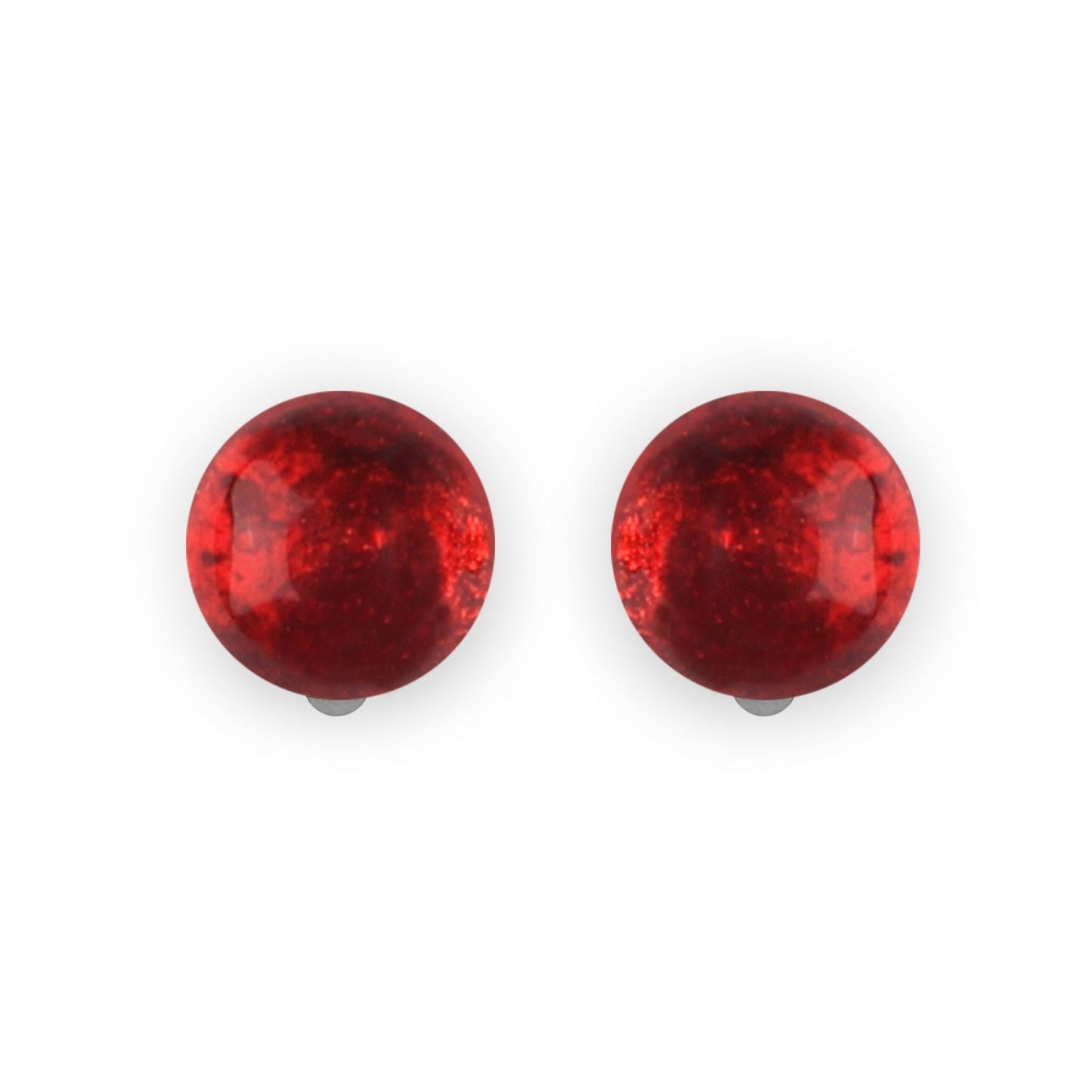 Red Cabouchon Shiny Clip Earrings | The Jewellery Stop