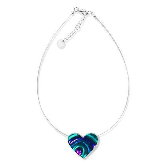 Peacock Heart Swirl Shiny Pendant