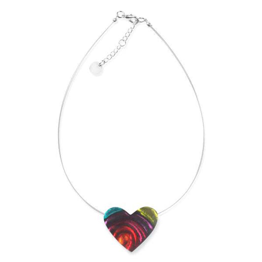 Rainbow Heart Swirl Shiny Pendant
