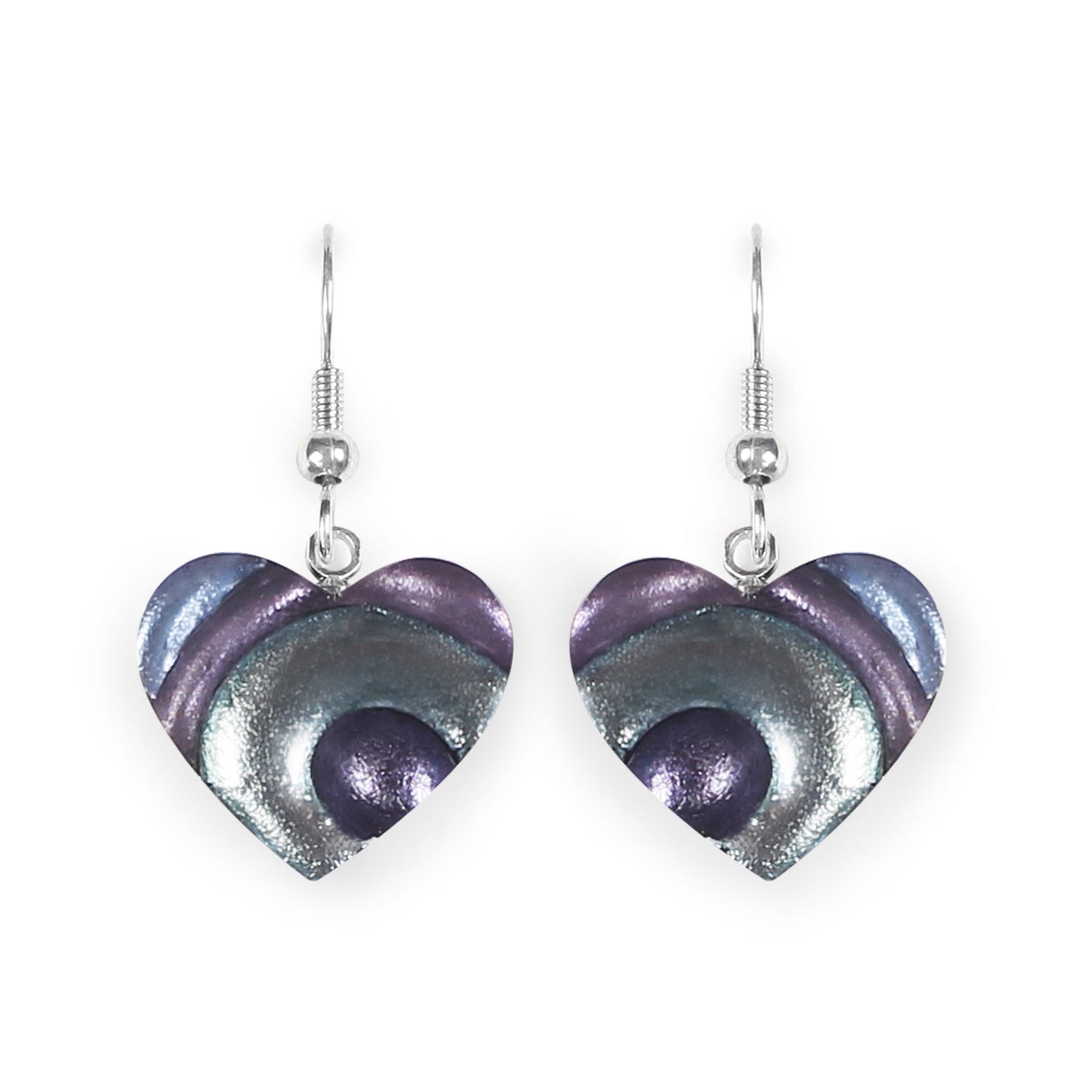 Lupin Heart Swirl Shiny Fish Hook Earrings | The Jewellery Stop