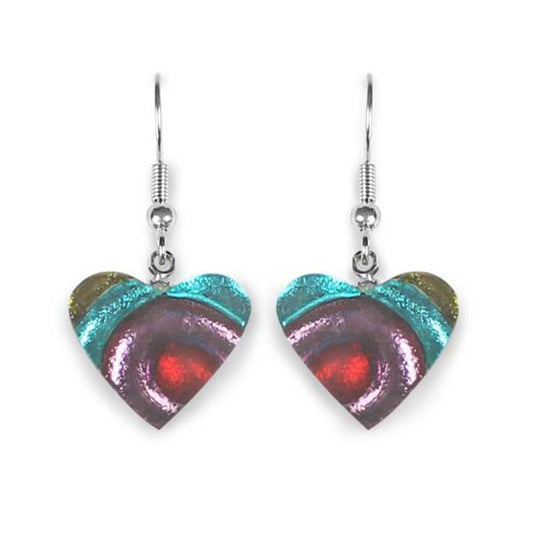 Rainbow Heart Swirl Shiny Fish Hook Earrings