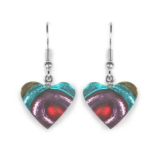 Rainbow Heart Swirl Shiny Fish Hook Earrings | The Jewellery Stop