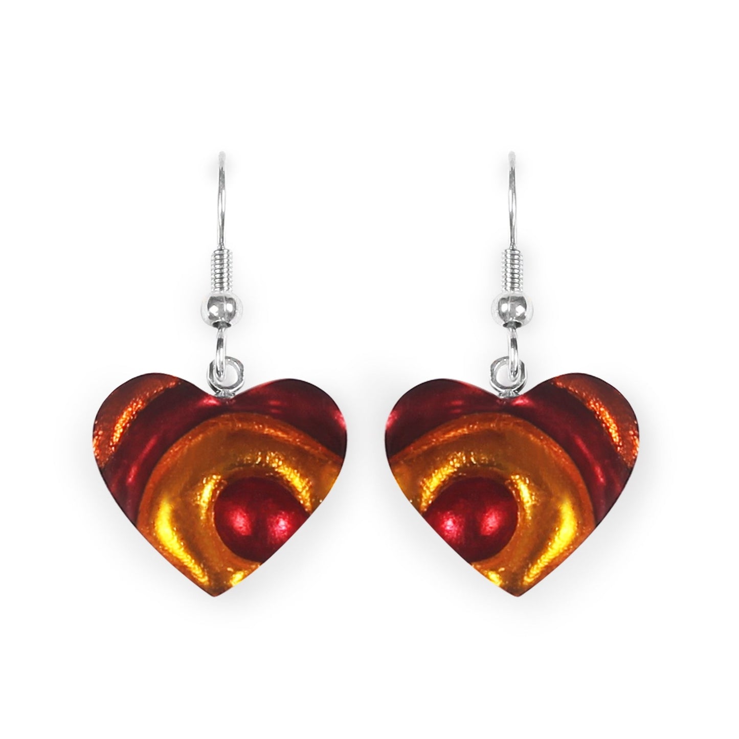 Sangria Heart Swirl Shiny Fish Hook Earrings | The Jewellery Stop