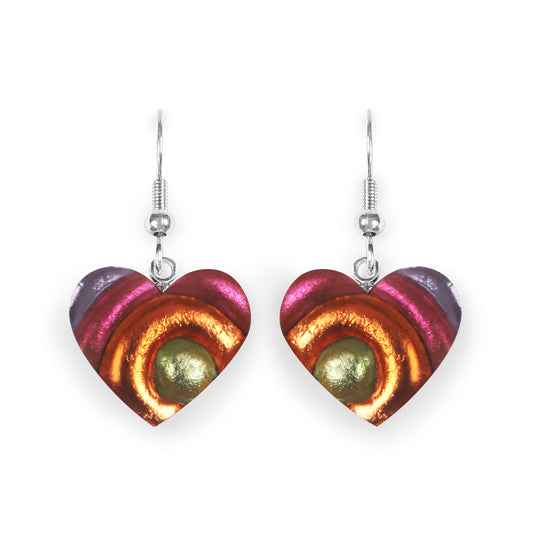 Sherbet Heart Swirl Shiny Fish Hook Earrings