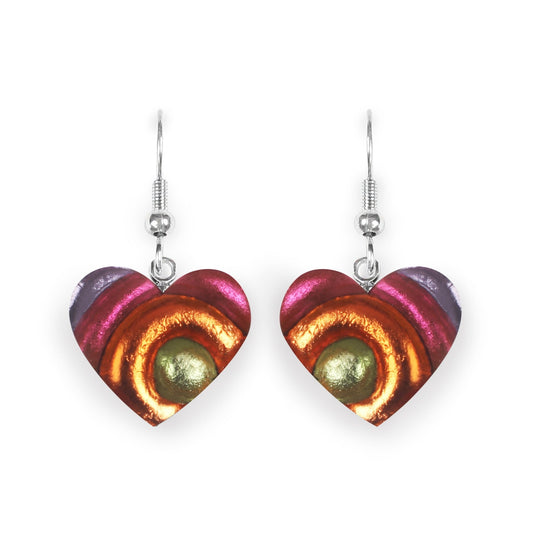 Sherbet Heart Swirl Shiny Fish Hook Earrings | The Jewellery Stop