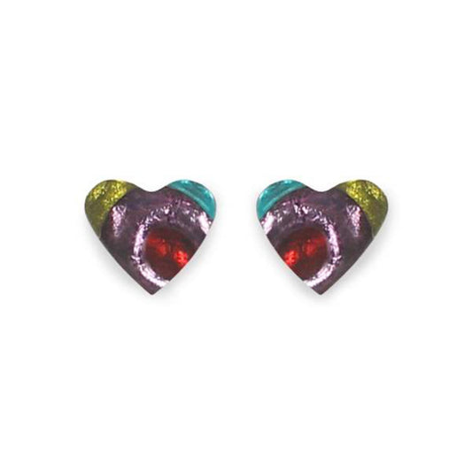 Rainbow Heart Swirl Shiny Stud Earrings | The Jewellery Stop