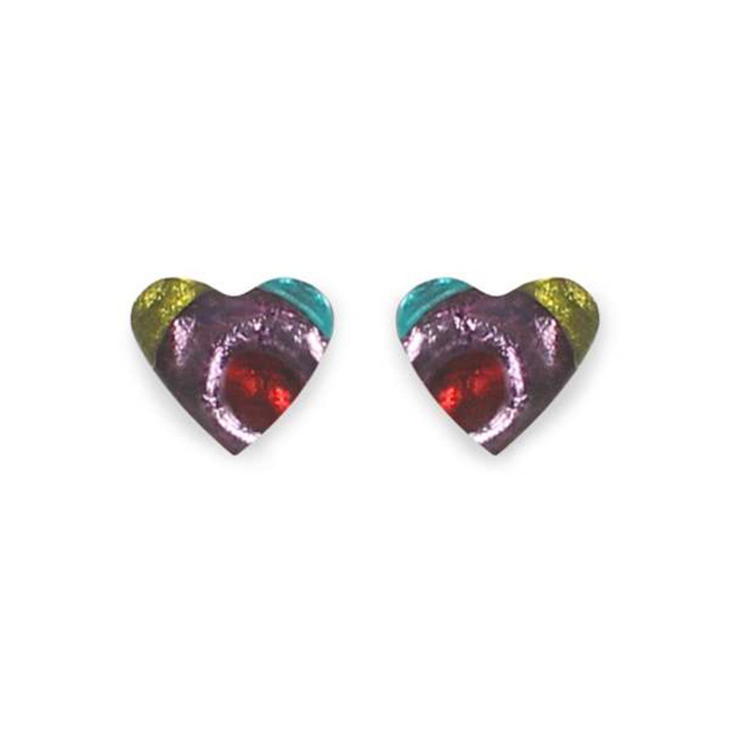 Rainbow Heart Swirl Shiny Stud Earrings | The Jewellery Stop